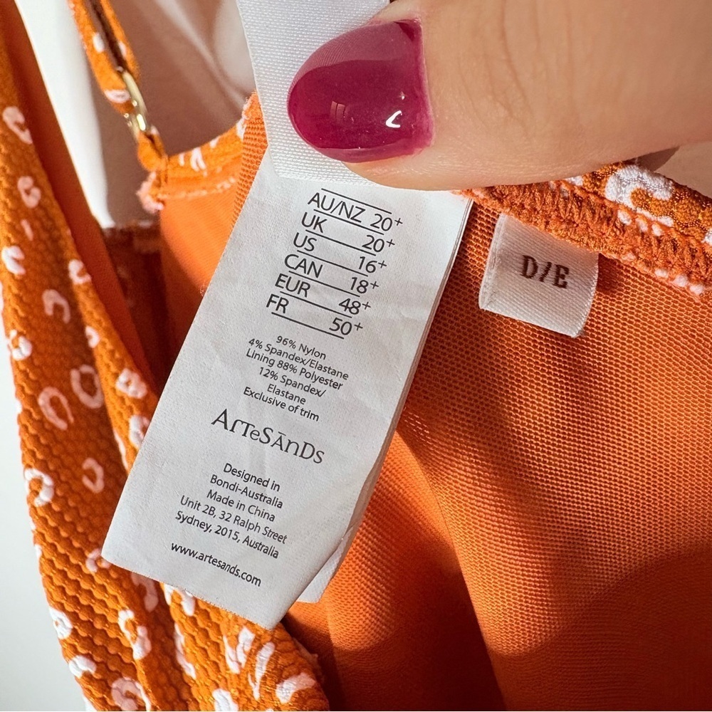 Artesands Orange Chee'tah Botticelli Twist Front One piece Swimsuit Size 16+ D/E - Picture 4 of 10